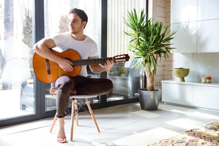 Man playing the guitar