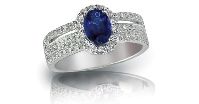 Sapphire and diamond engagement ring