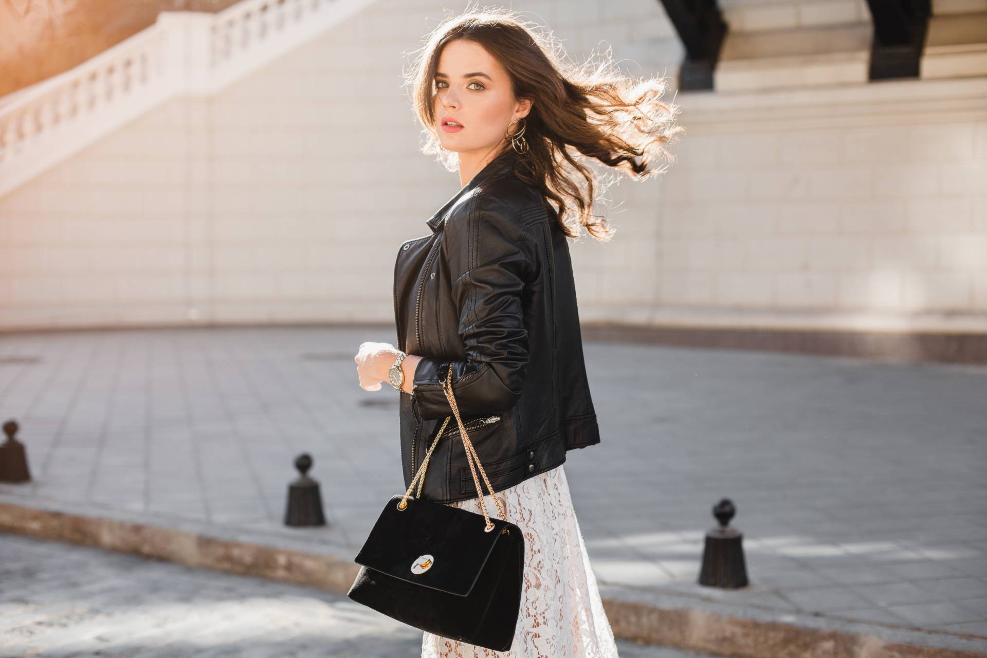 Woman with luxury handbag in Beverly Hills