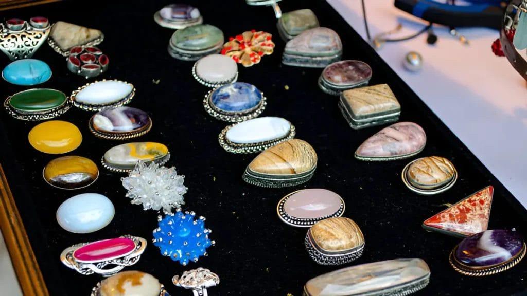 precious gemstones showcased featuring different colors cuts and sizes