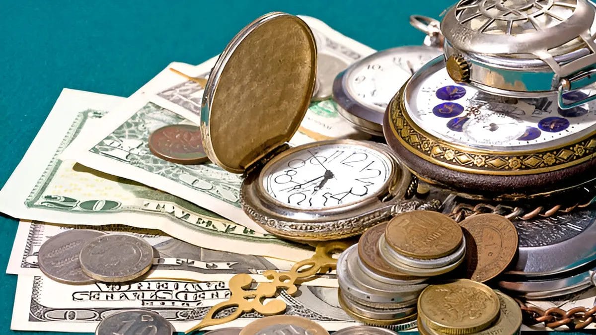 Silver items in a pawn shop sold for cash